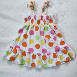 OP Swim Towel Cover Up Dress.  White with Polka Dots. Size 18 Month